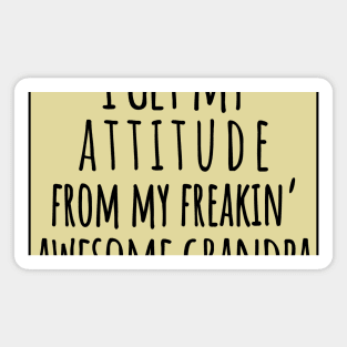 I Get My Attitude From My Freaking Awesome Grandpa, Funny Perfect Gift Idea, Family Matching. Magnet